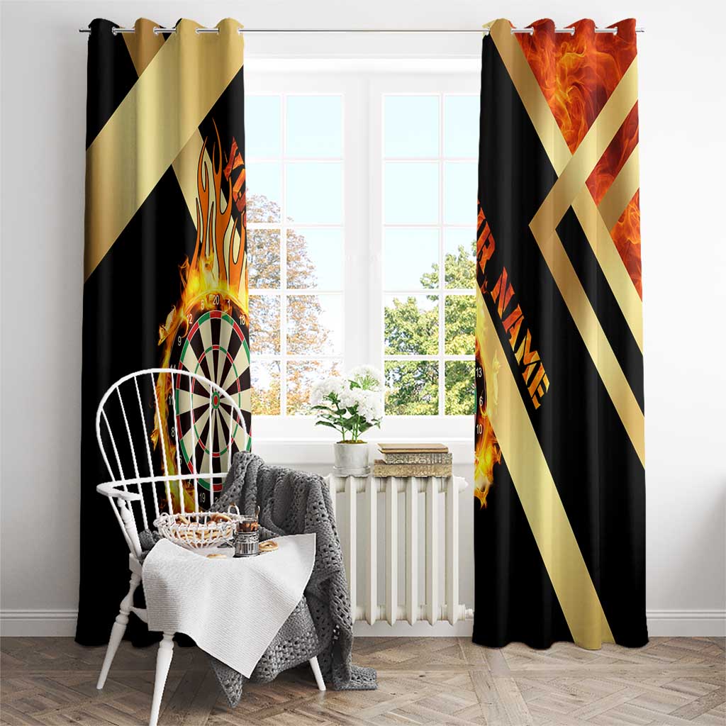 Flaming Dartboard Darts Window Curtain Personalized Bold Geometric Patterns - Wonder Print Shop