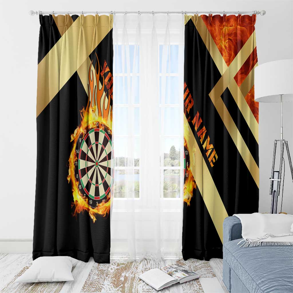 Flaming Dartboard Darts Window Curtain Personalized Bold Geometric Patterns - Wonder Print Shop