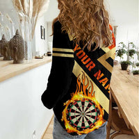 Flaming Dartboard Darts Women Casual Shirt Personalized Bold Geometric Patterns - Wonder Print Shop
