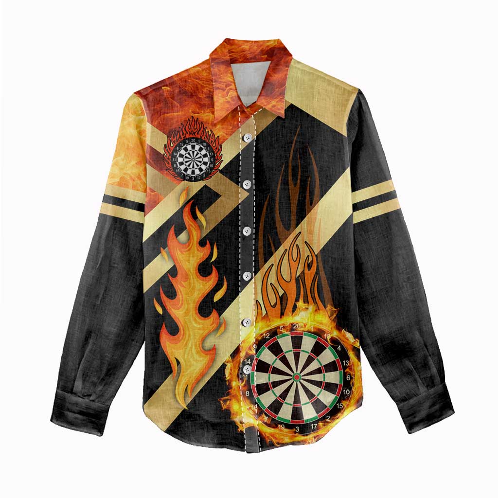 Flaming Dartboard Darts Women Casual Shirt Personalized Bold Geometric Patterns - Wonder Print Shop