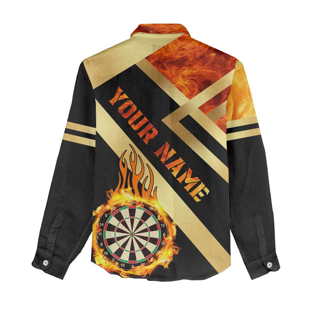 Flaming Dartboard Darts Women Casual Shirt Personalized Bold Geometric Patterns - Wonder Print Shop