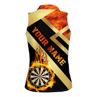 Flaming Dartboard Darts Women Sleeveless Polo Shirt Personalized Bold Geometric Patterns - Wonder Print Shop