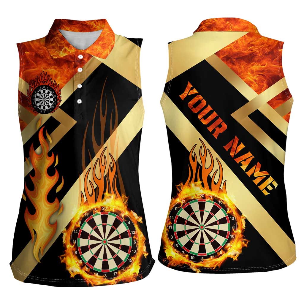 Flaming Dartboard Darts Women Sleeveless Polo Shirt Personalized Bold Geometric Patterns - Wonder Print Shop
