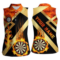 Flaming Dartboard Darts Women Sleeveless Polo Shirt Personalized Bold Geometric Patterns - Wonder Print Shop