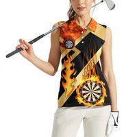 Flaming Dartboard Darts Women Sleeveless Polo Shirt Personalized Bold Geometric Patterns - Wonder Print Shop