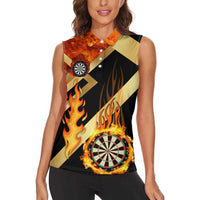 Flaming Dartboard Darts Women Sleeveless Polo Shirt Personalized Bold Geometric Patterns - Wonder Print Shop
