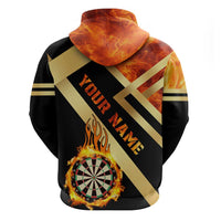 Flaming Dartboard Darts Zip Hoodie Personalized Bold Geometric Patterns - Wonder Print Shop