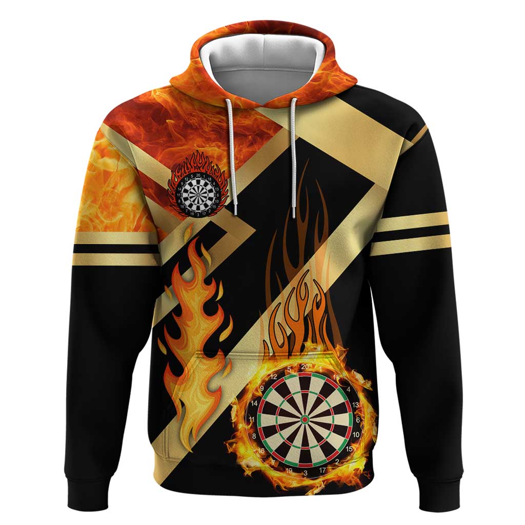Flaming Dartboard Darts Zip Hoodie Personalized Bold Geometric Patterns - Wonder Print Shop