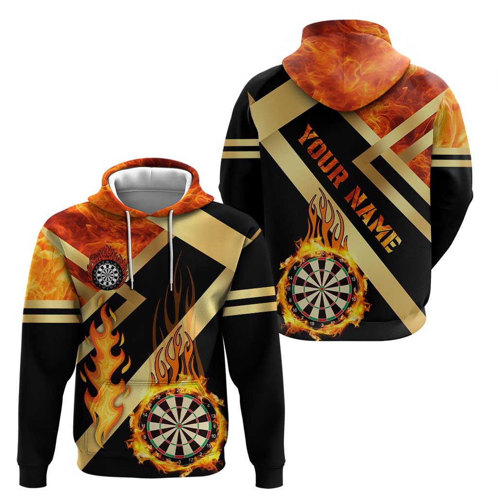 Flaming Dartboard Darts Zip Hoodie Personalized Bold Geometric Patterns - Wonder Print Shop