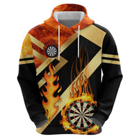 Flaming Dartboard Darts Zip Hoodie Personalized Bold Geometric Patterns - Wonder Print Shop