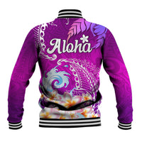 Hawaii Plumeria Flower Baseball Jacket Plumeria FLowers And Polynesian Pattern - Wonder Print Shop