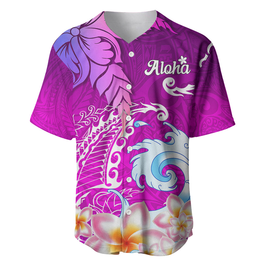 Hawaii Plumeria Flower Baseball Jersey Plumeria FLowers And Polynesian Pattern - Wonder Print Shop