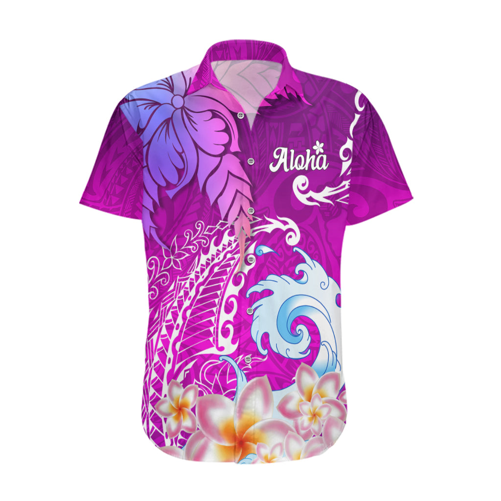 Hawaii Plumeria Flower Hawaiian Shirt Plumeria FLowers And Polynesian Pattern - Wonder Print Shop