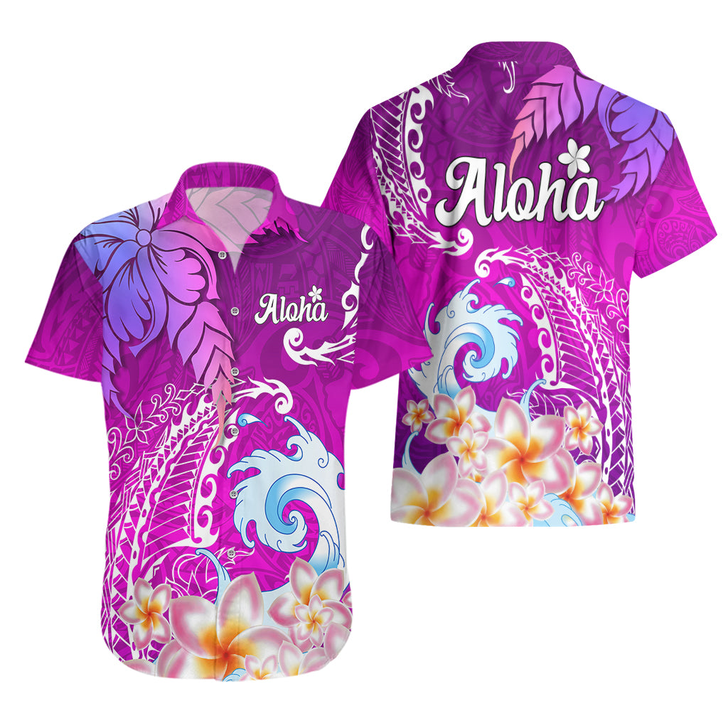 Hawaii Plumeria Flower Hawaiian Shirt Plumeria FLowers And Polynesian Pattern - Wonder Print Shop