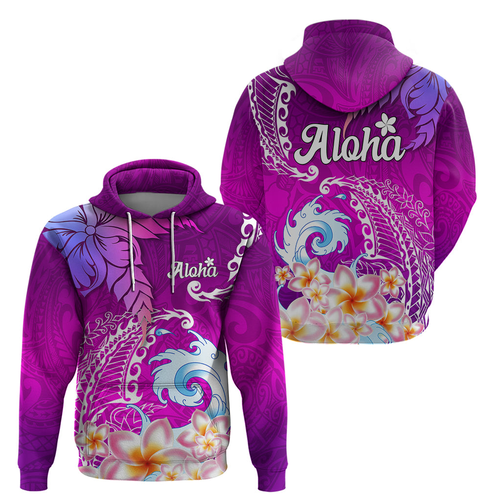 Hawaii Plumeria Flower Hoodie Plumeria FLowers And Polynesian Pattern - Wonder Print Shop