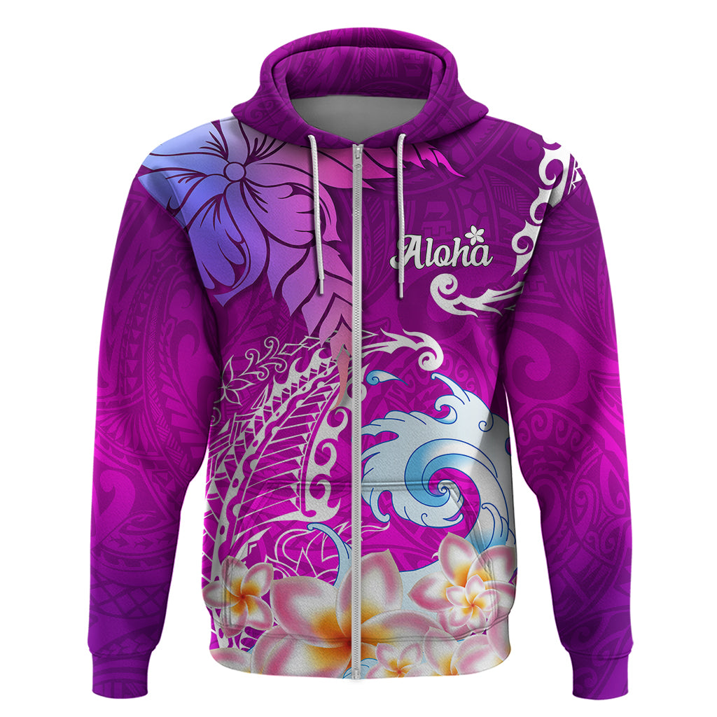 Hawaii Plumeria Flower Hoodie Plumeria FLowers And Polynesian Pattern - Wonder Print Shop