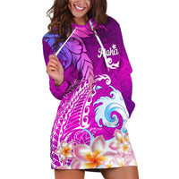Hawaii Plumeria Flower Hoodie Dress Plumeria FLowers And Polynesian Pattern - Wonder Print Shop