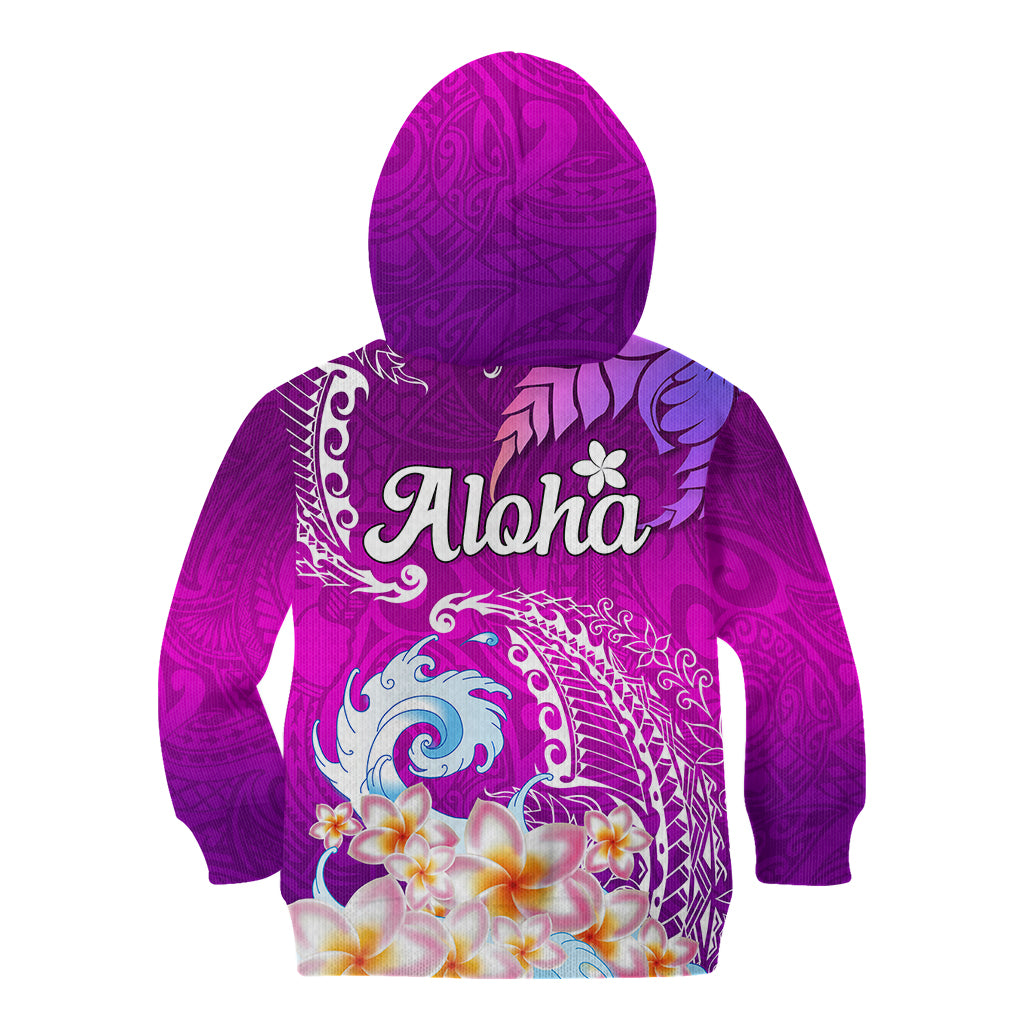 Hawaii Plumeria Flower Kid Hoodie Plumeria FLowers And Polynesian Pattern - Wonder Print Shop