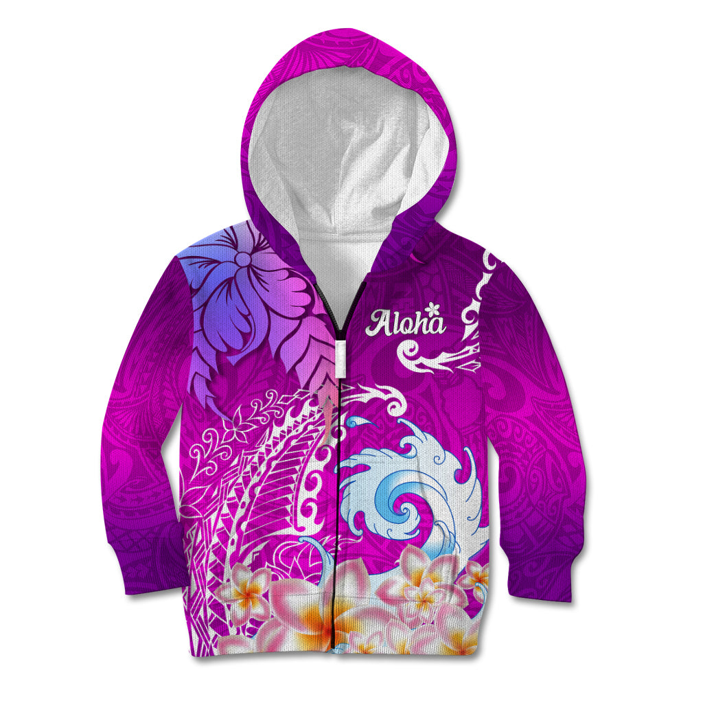 Hawaii Plumeria Flower Kid Hoodie Plumeria FLowers And Polynesian Pattern - Wonder Print Shop