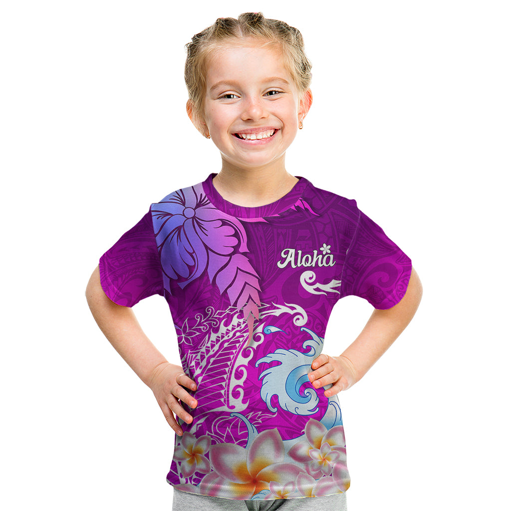 Hawaii Plumeria Flower Kid T Shirt Plumeria FLowers And Polynesian Pattern - Wonder Print Shop