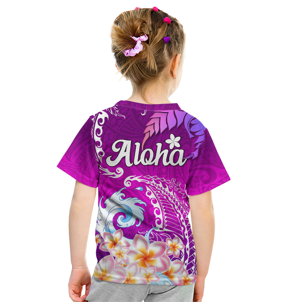 Hawaii Plumeria Flower Kid T Shirt Plumeria FLowers And Polynesian Pattern - Wonder Print Shop