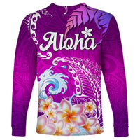 Hawaii Plumeria Flower Long Sleeve Shirt Plumeria FLowers And Polynesian Pattern - Wonder Print Shop