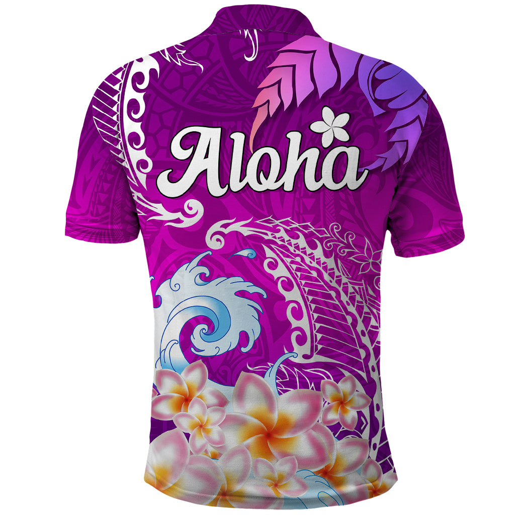 Hawaii Plumeria Flower Polo Shirt Plumeria FLowers And Polynesian Pattern - Wonder Print Shop