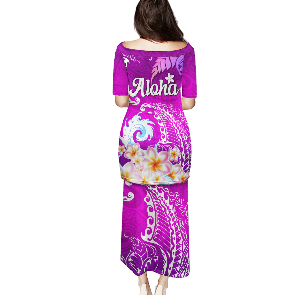 Hawaii Plumeria Flower Puletasi Plumeria FLowers And Polynesian Pattern - Wonder Print Shop