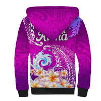 Hawaii Plumeria Flower Sherpa Hoodie Plumeria FLowers And Polynesian Pattern - Wonder Print Shop