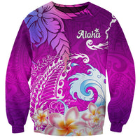 Hawaii Plumeria Flower Sweatshirt Plumeria FLowers And Polynesian Pattern - Wonder Print Shop