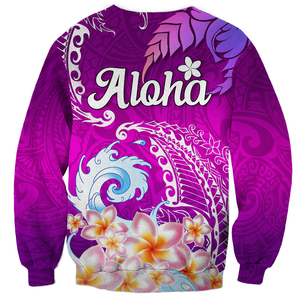 Hawaii Plumeria Flower Sweatshirt Plumeria FLowers And Polynesian Pattern - Wonder Print Shop