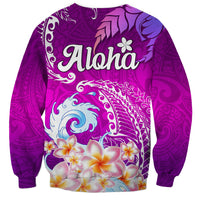 Hawaii Plumeria Flower Sweatshirt Plumeria FLowers And Polynesian Pattern - Wonder Print Shop