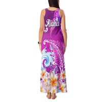 Hawaii Plumeria Flower Tank Maxi Dress Plumeria FLowers And Polynesian Pattern - Wonder Print Shop