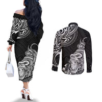 hawaii-polynesian-couples-matching-off-the-shoulder-long-sleeve-dress-and-long-sleeve-button-shirts-gorila-tatoo-polynesian-style