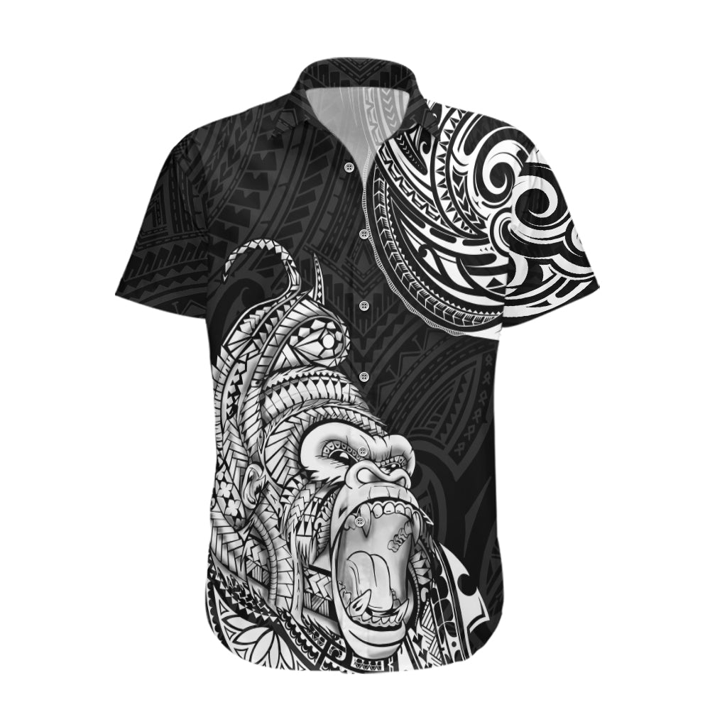 Hawaii Polynesian Hawaiian Shirt Gorila Tatoo Polynesian Style - Wonder Print Shop