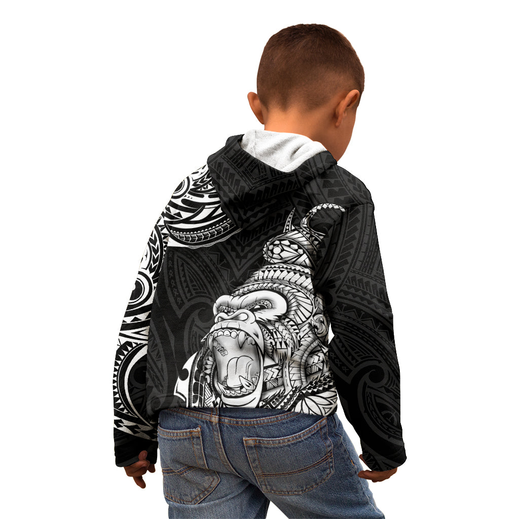 Hawaii Polynesian Kid Hoodie Gorila Tatoo Polynesian Style - Wonder Print Shop
