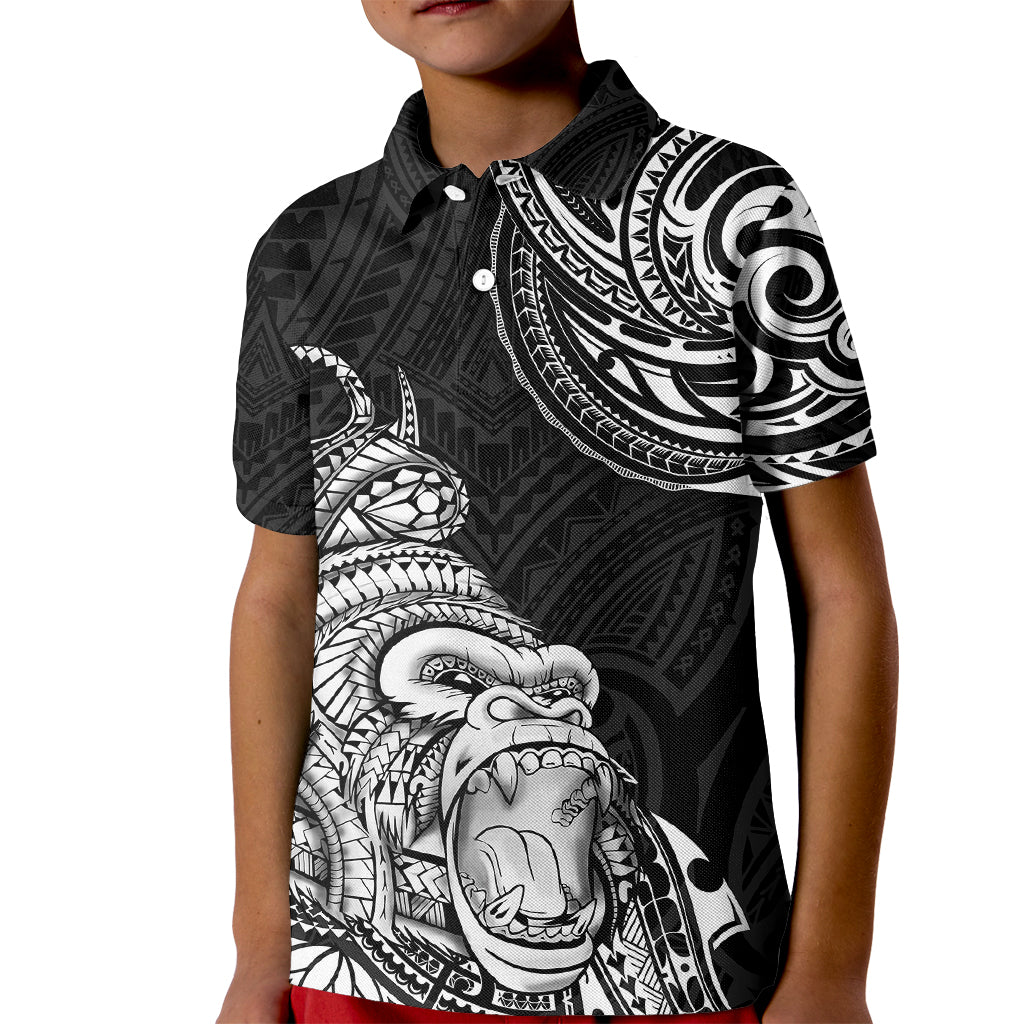 Hawaii Polynesian Kid Polo Shirt Gorila Tatoo Polynesian Style - Wonder Print Shop