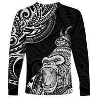 Hawaii Polynesian Long Sleeve Shirt Gorila Tatoo Polynesian Style - Wonder Print Shop