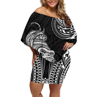 Hawaii Polynesian Off Shoulder Short Dress Gorila Tatoo Polynesian Style - Wonder Print Shop