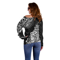 Hawaii Polynesian Off Shoulder Sweater Gorila Tatoo Polynesian Style - Wonder Print Shop