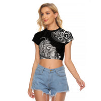 Hawaii Polynesian Raglan Cropped T Shirt Gorila Tatoo Polynesian Style - Wonder Print Shop