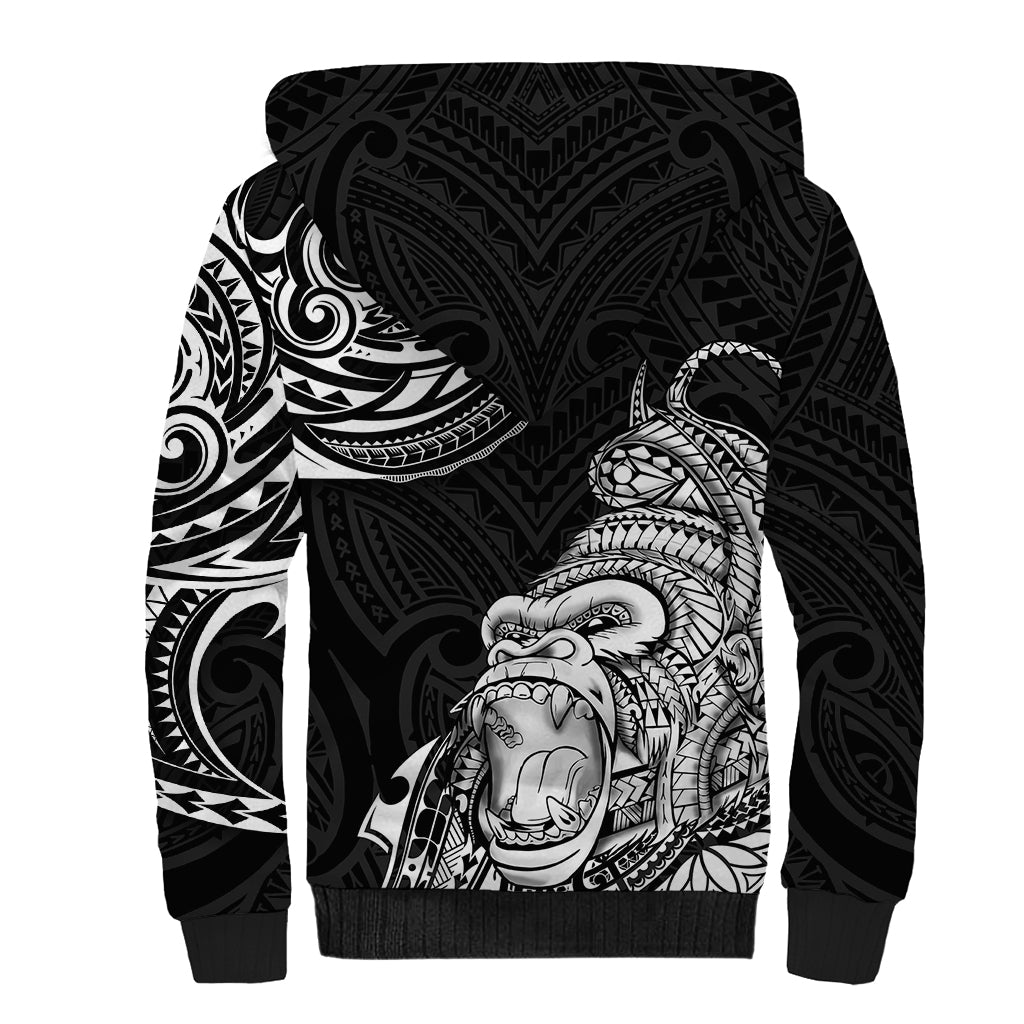 Hawaii Polynesian Sherpa Hoodie Gorila Tatoo Polynesian Style - Wonder Print Shop