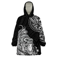 Hawaii Polynesian Wearable Blanket Hoodie Gorila Tatoo Polynesian Style - Wonder Print Shop