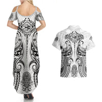 Hawaii Polynesian Couples Matching Summer Maxi Dress and Hawaiian Shirt Warrior symbol - Wonder Print Shop