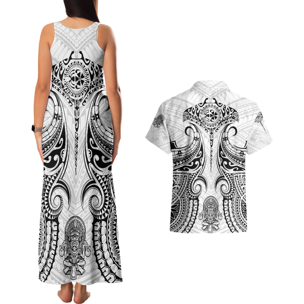 Hawaii Polynesian Couples Matching Tank Maxi Dress and Hawaiian Shirt Warrior symbol - Wonder Print Shop