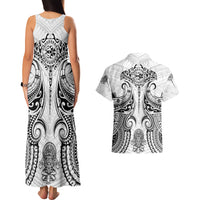 Hawaii Polynesian Couples Matching Tank Maxi Dress and Hawaiian Shirt Warrior symbol - Wonder Print Shop