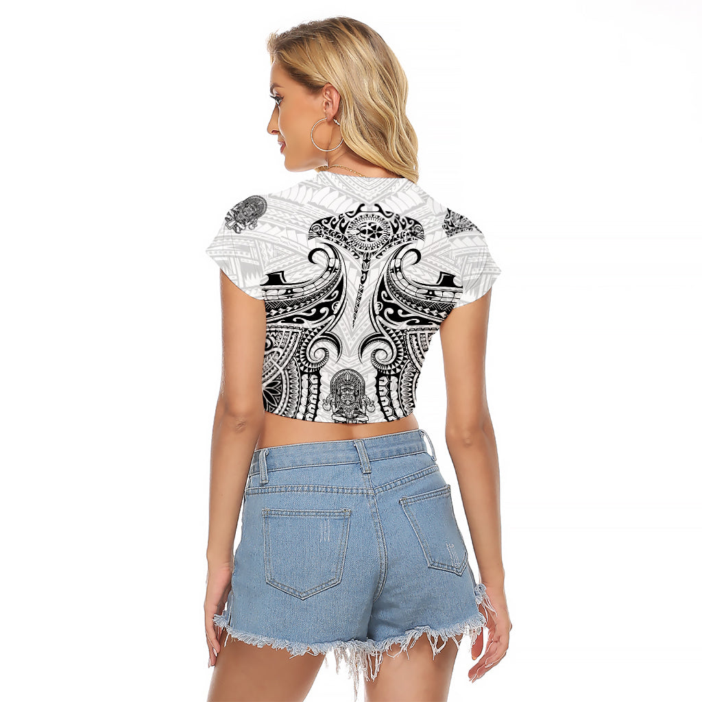 Hawaii Polynesian Raglan Cropped T Shirt Warrior symbol - Wonder Print Shop