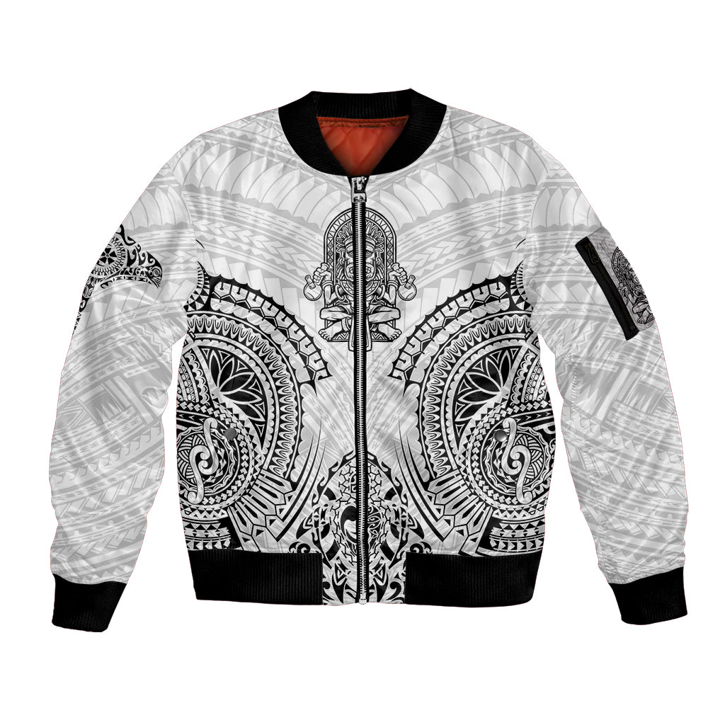 Hawaii Polynesian Sleeve Zip Bomber Jacket Warrior symbol - Wonder Print Shop