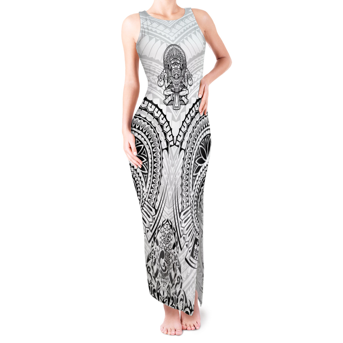 Hawaii Polynesian Tank Maxi Dress Warrior symbol - Wonder Print Shop