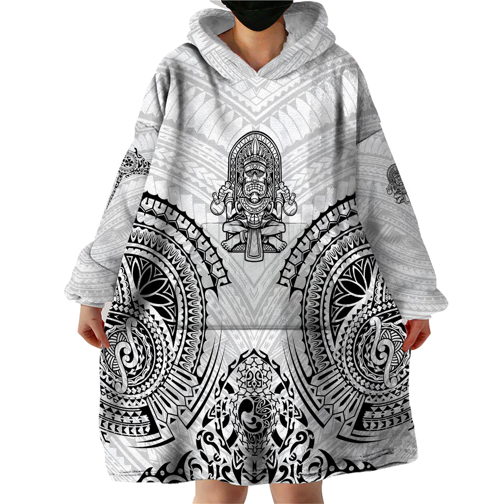 Hawaii Polynesian Wearable Blanket Hoodie Warrior symbol - Wonder Print Shop